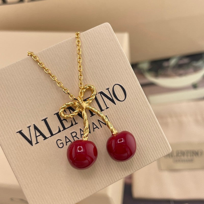 18K VLogo Red Cherry Gold Necklace