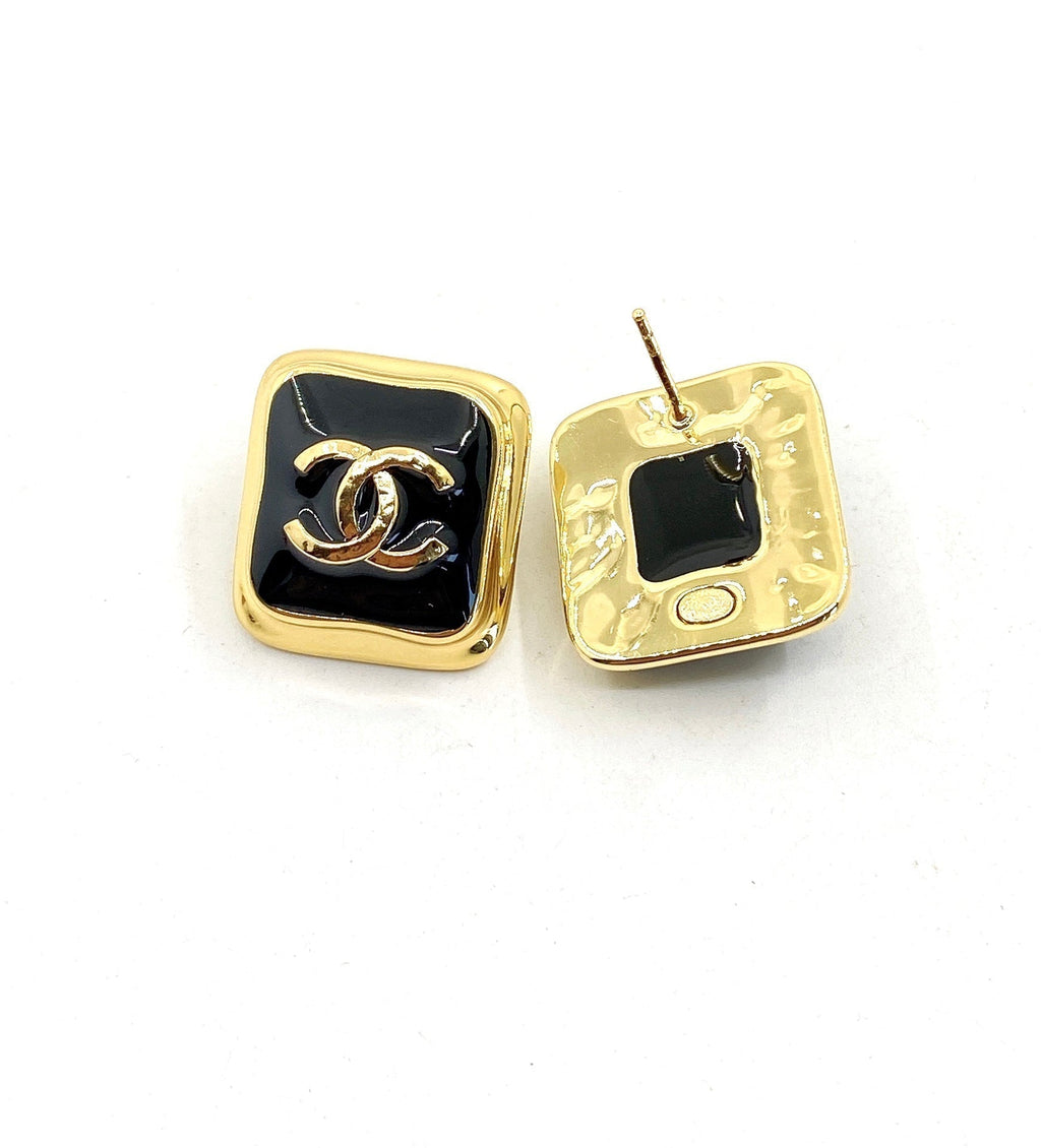 18K Square  Chanel Earrings