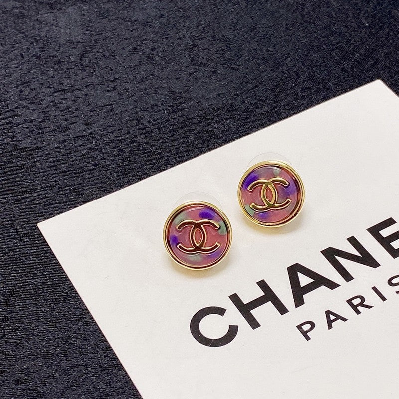 18K  Chanel Colorful Round Earrings