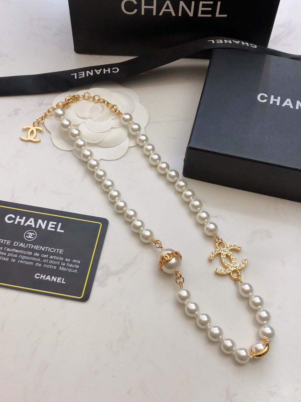 18K  Chanel Pearl Chain Necklace