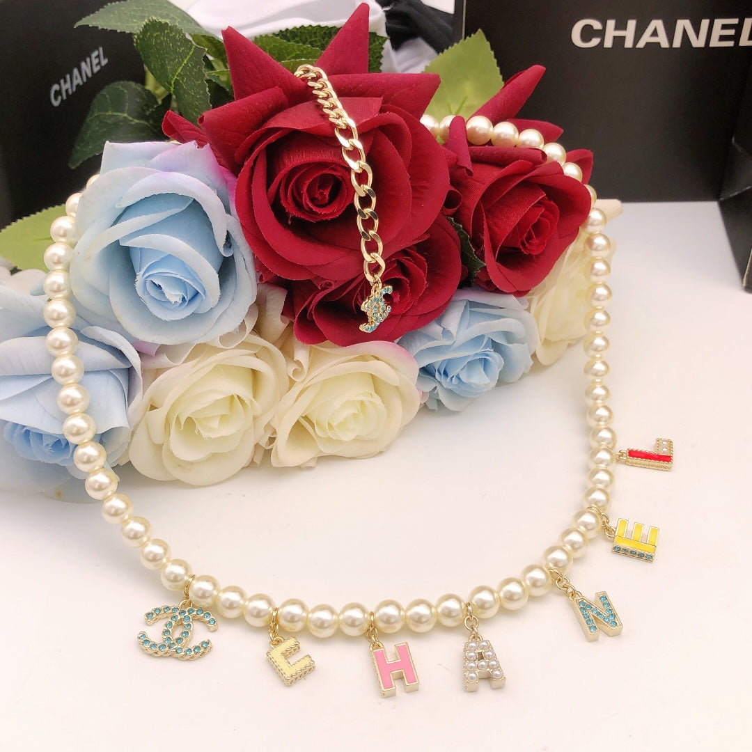 18K Dior Script Pearls Necklace