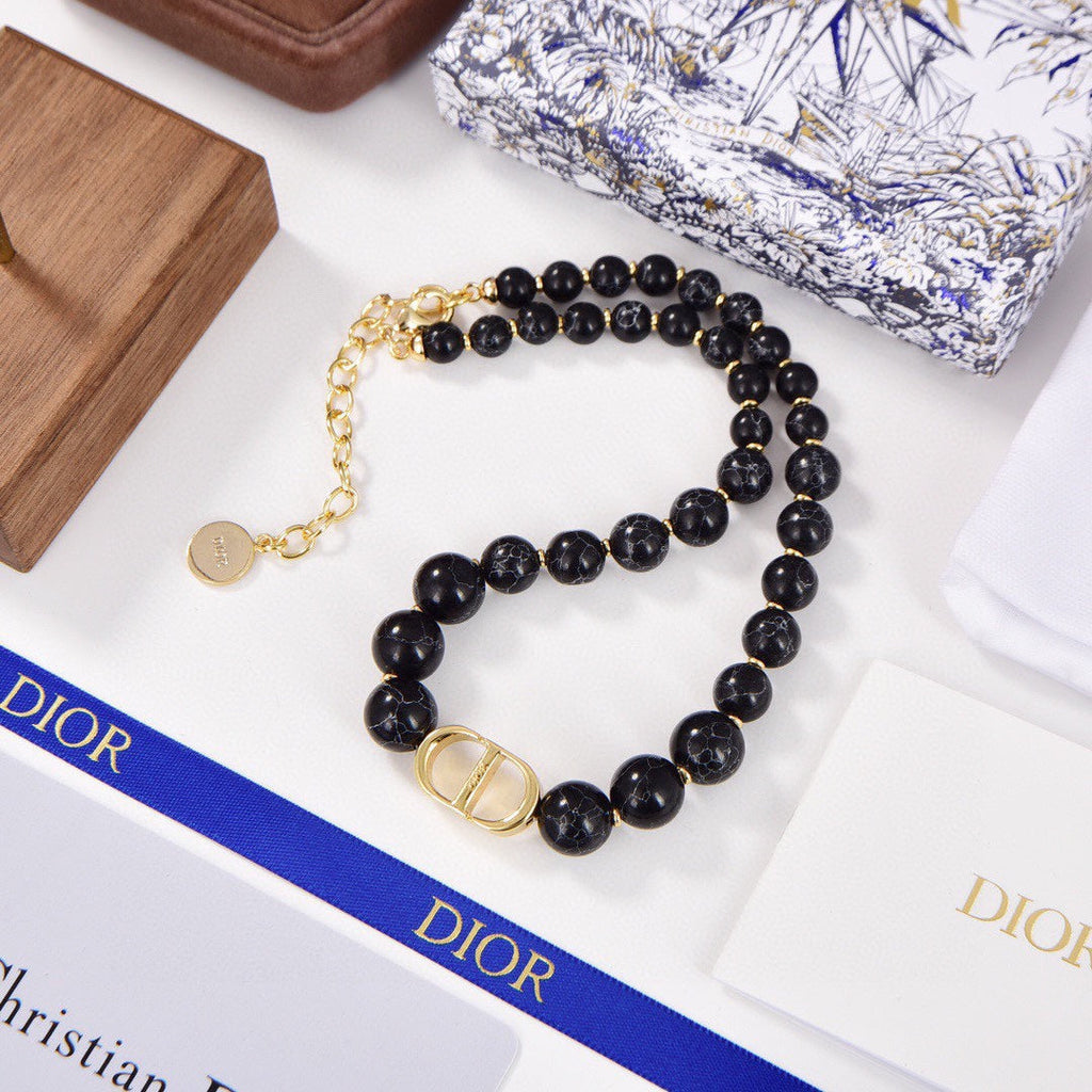18K Dior 30 Montaigne Choker Black Pearls Necklace