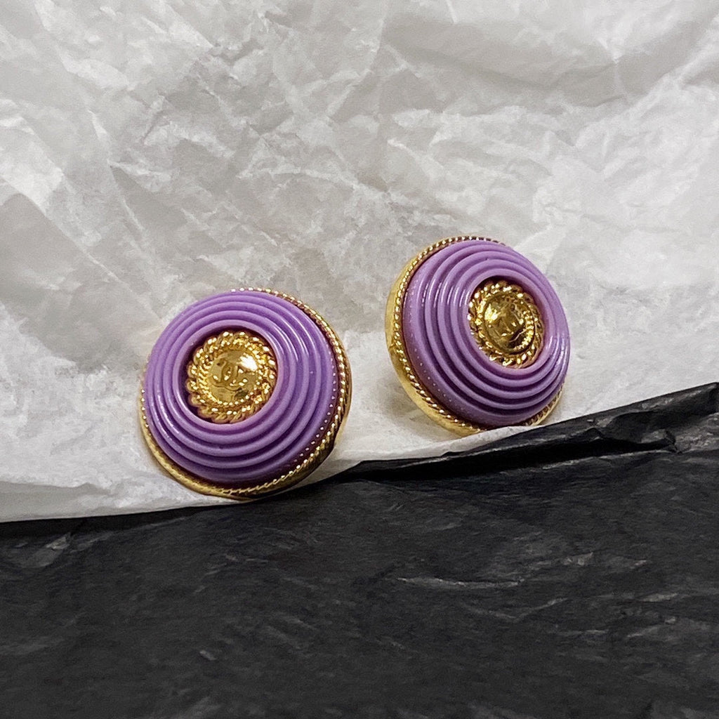 18K  Chanel Purple Resin Earrings
