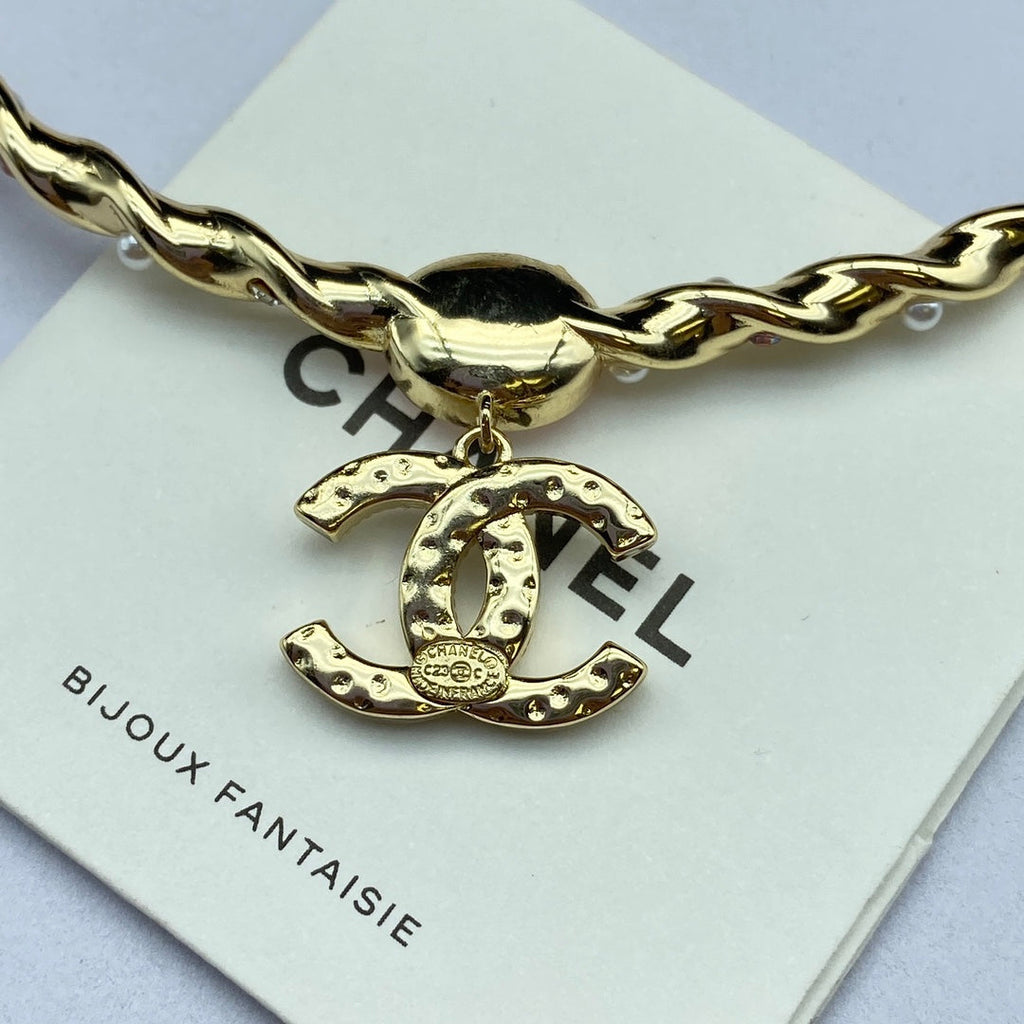 18K  Chanel Pink Crystal Necklace