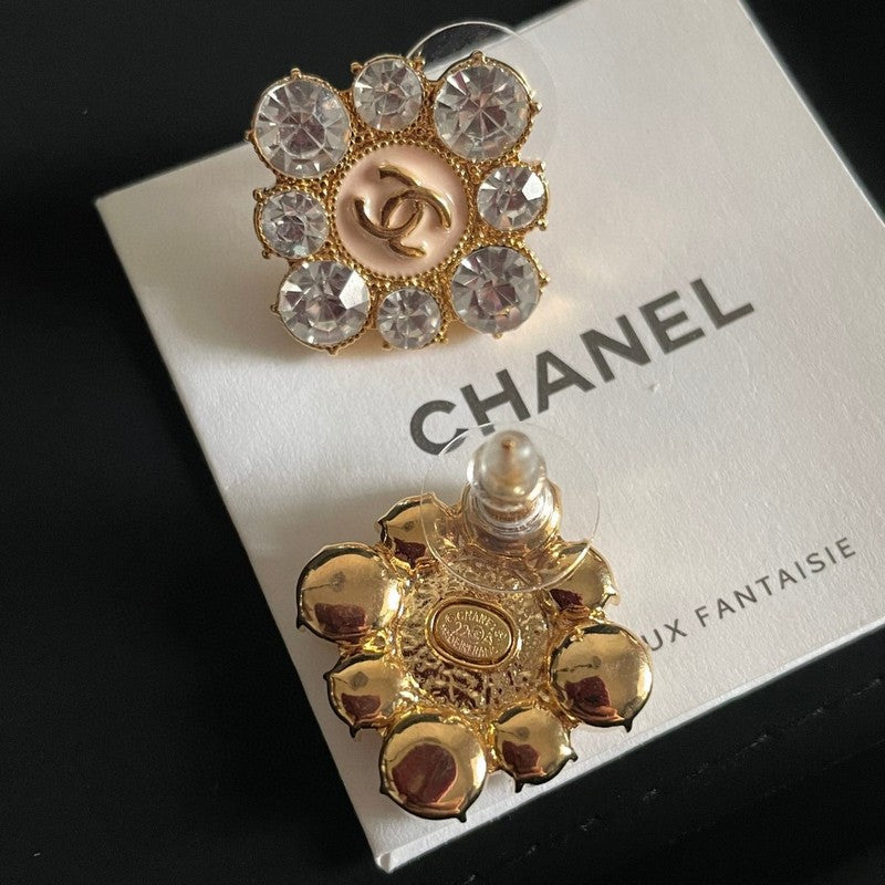18K  Chanel Color Flower Diamond Earrings
