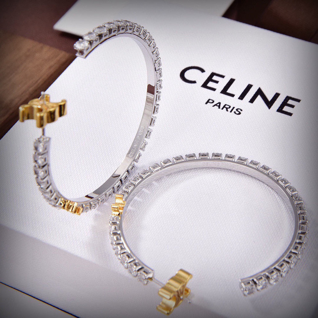 18K Celine Diamonds Hoops Earrings