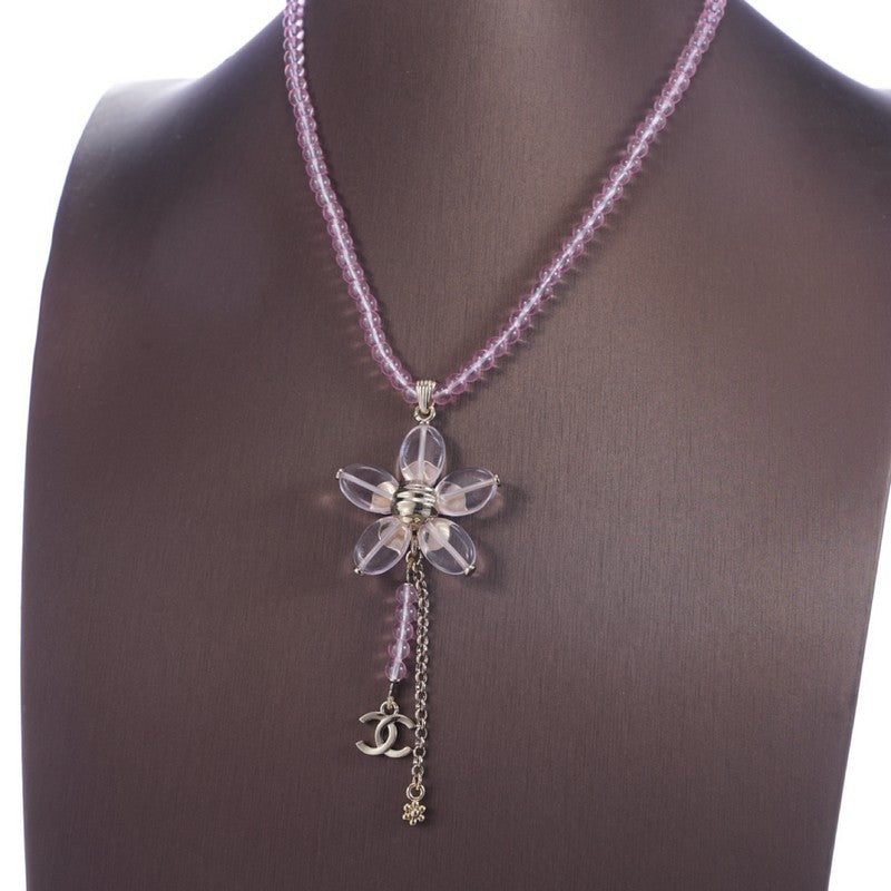18K  Chanel Purple Crystal Flower Necklace