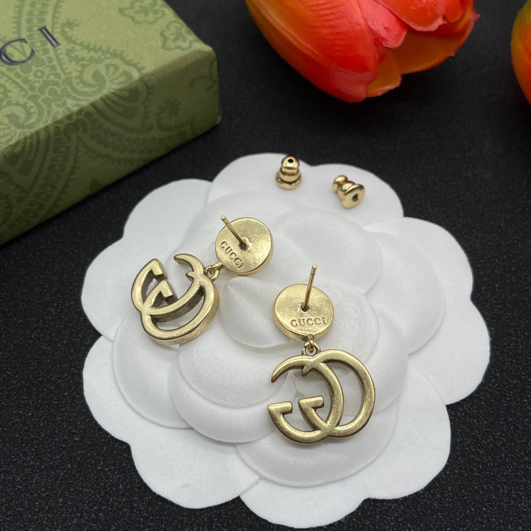 18K Double Gucci Crystals Earrings