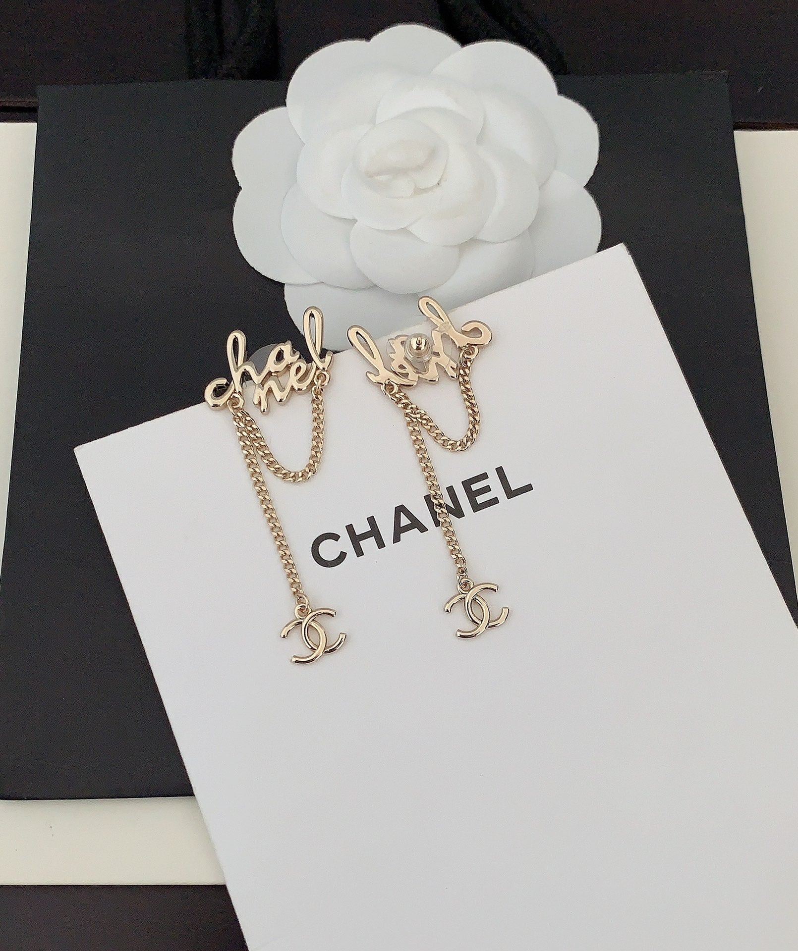 18K  Chanel Letter Earrings