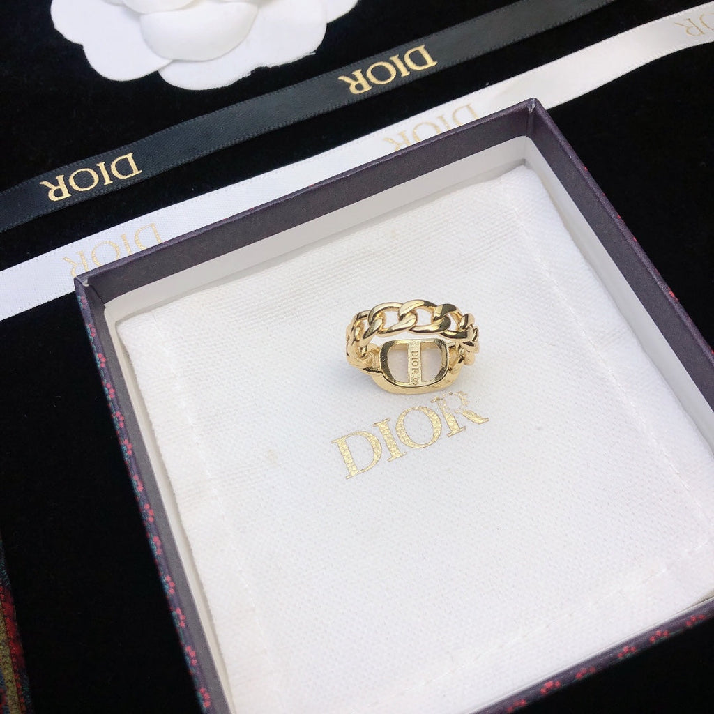 18K Petit Dior Chain Link Ring