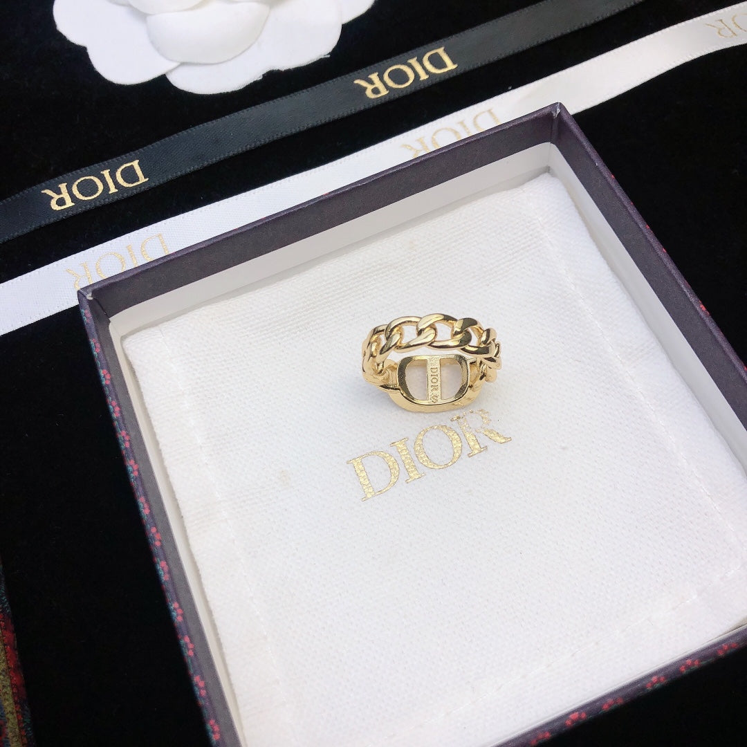 18K Petit Dior Chain Link Ring