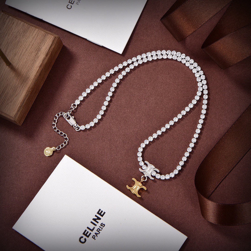 18K Celine Crystals Link Necklace