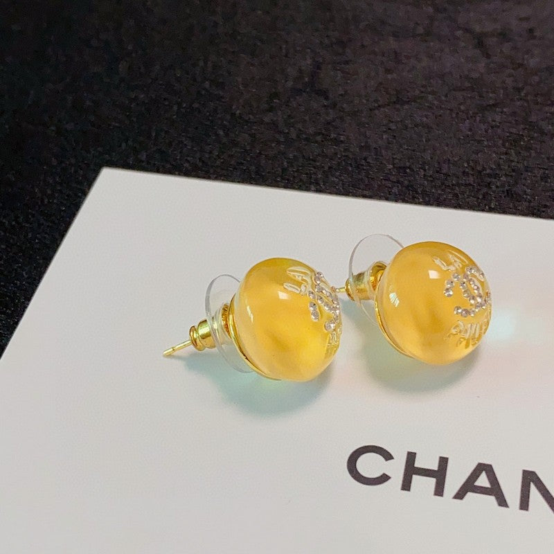 18K  Chanel Yellow Round Earrings