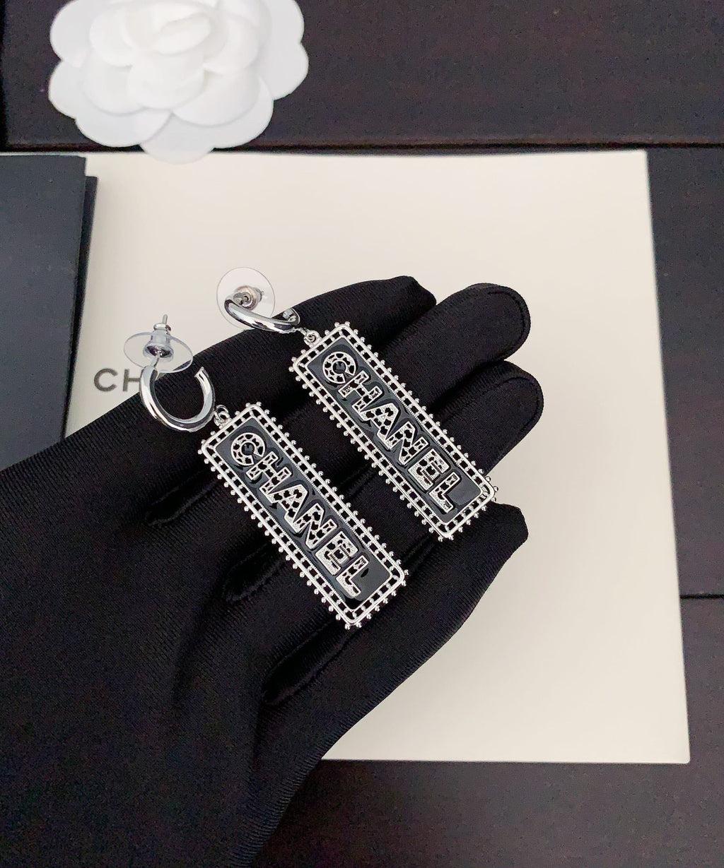 18K  Chanel Typo Drop Earrings