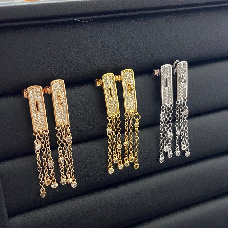18K Hermes Kelly Gavroche Full Diamond Earrings