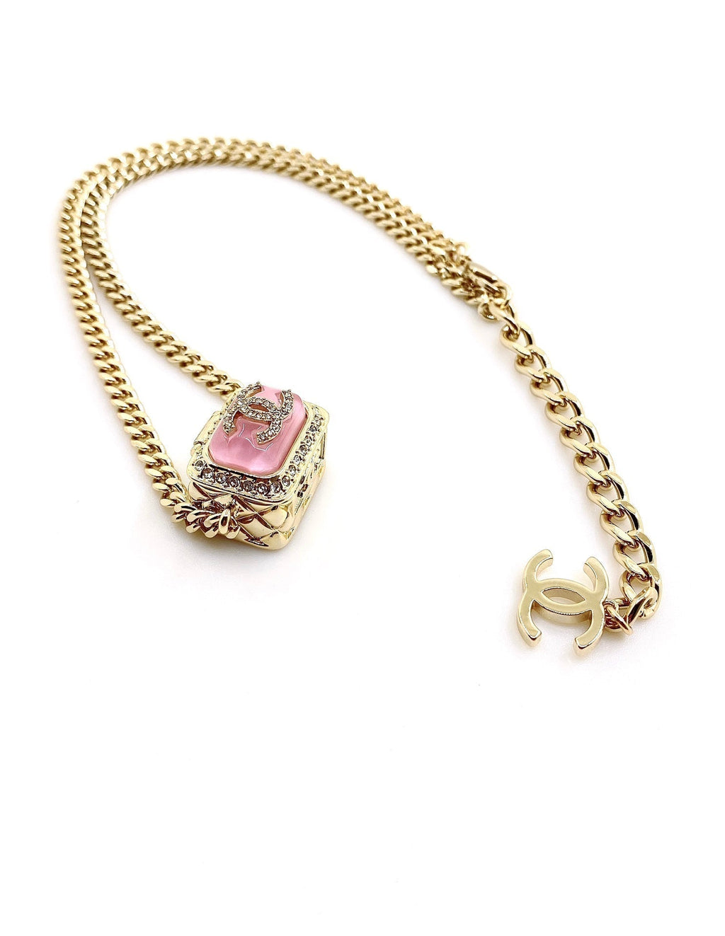 18K  Chanel Pink Resin Chain Necklace