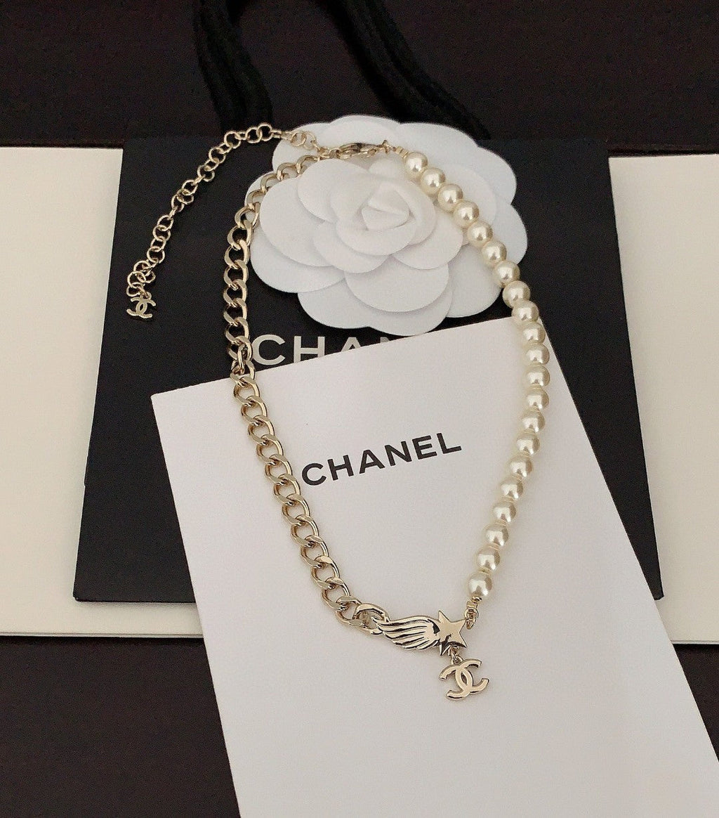 18K  Chanel Pearl Chain Choker Necklace