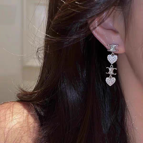 18K Celine Heart Pendant Earrings
