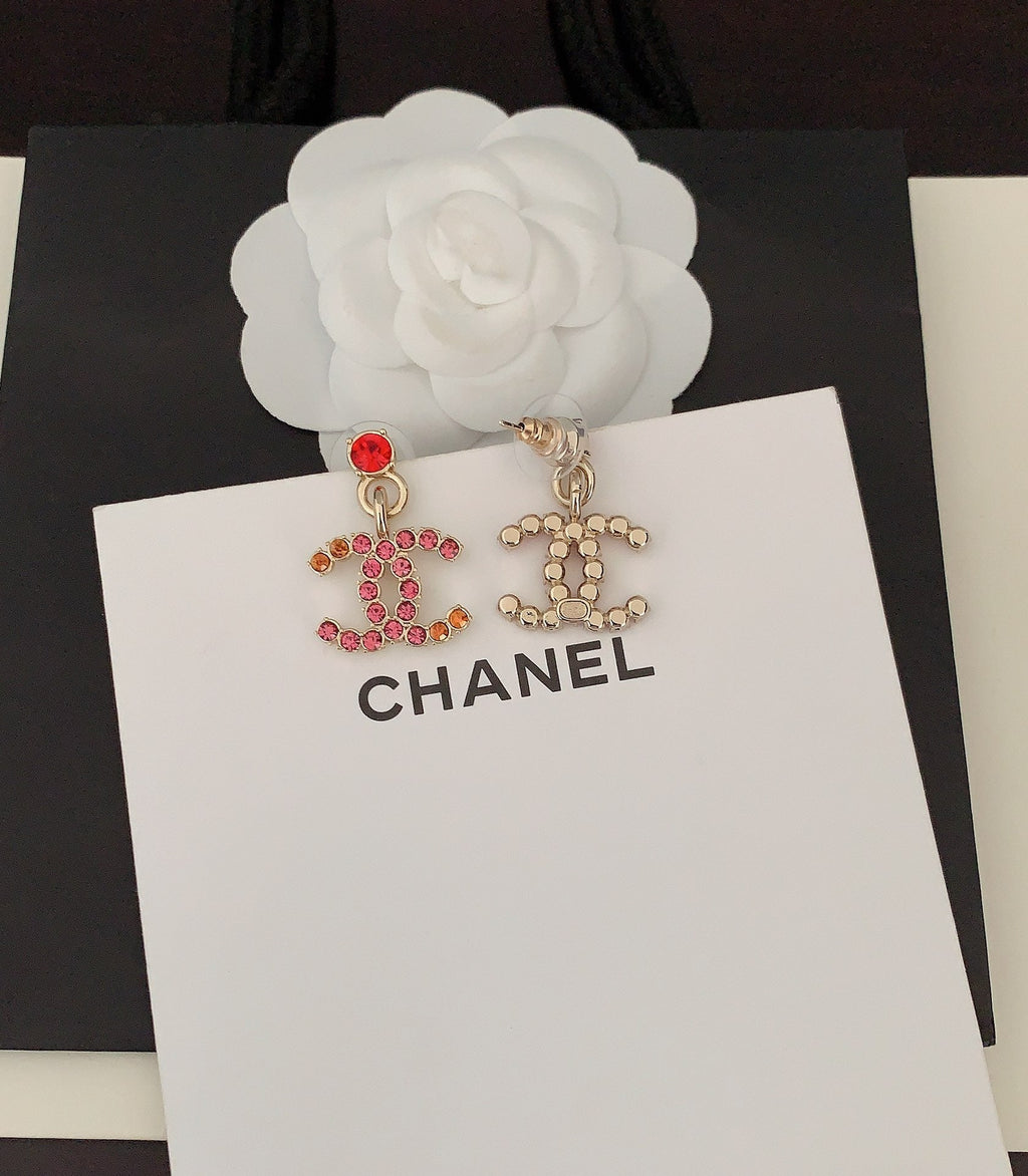 18K  Chanel Pink Crystals Earrings
