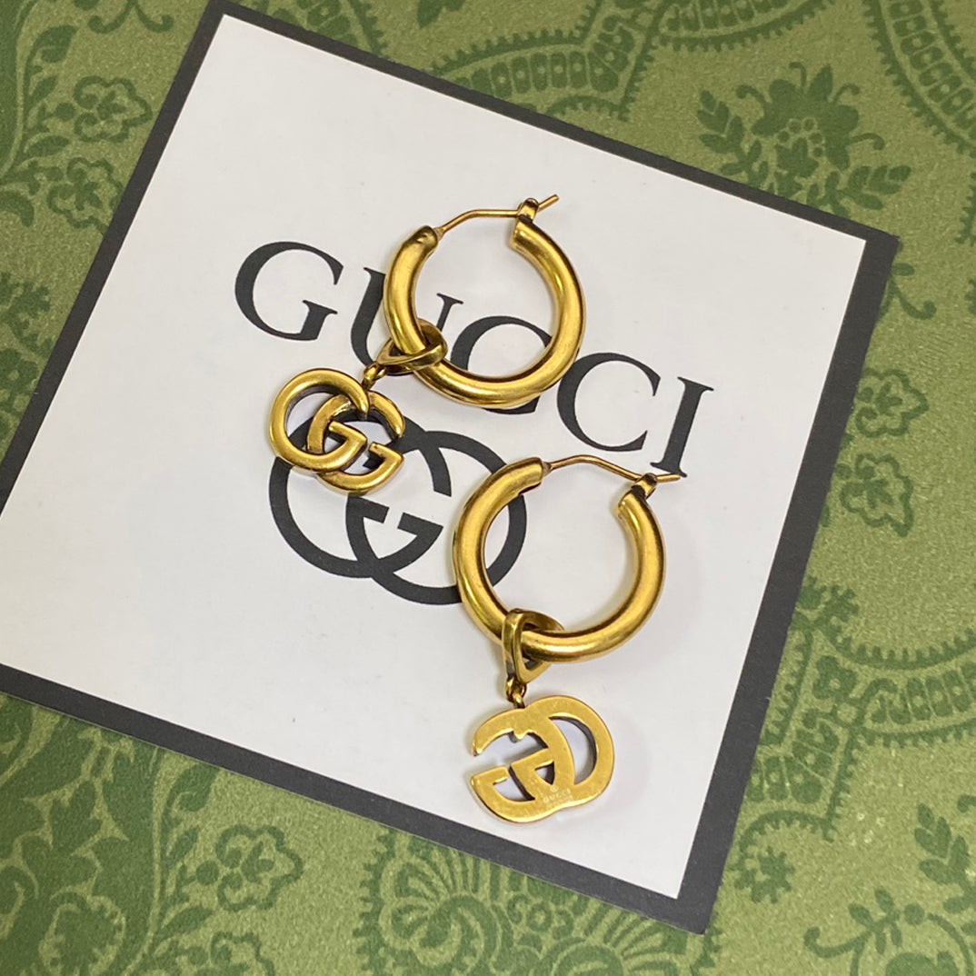 18K Double Gucci Hollow Earrings