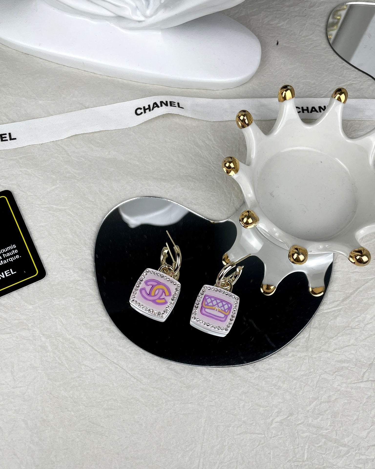 18K  Chanel Pink Bottle Earrings