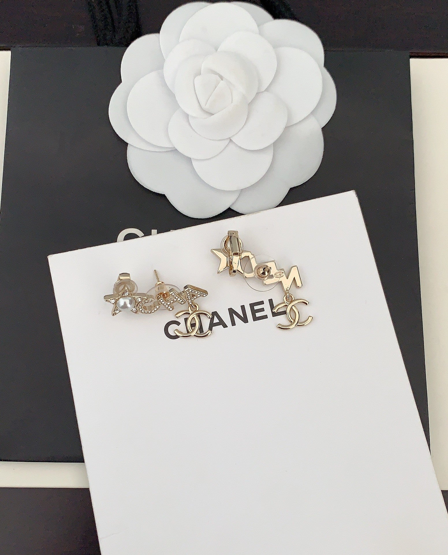 18K  Chanel Script Diamonds Earrings