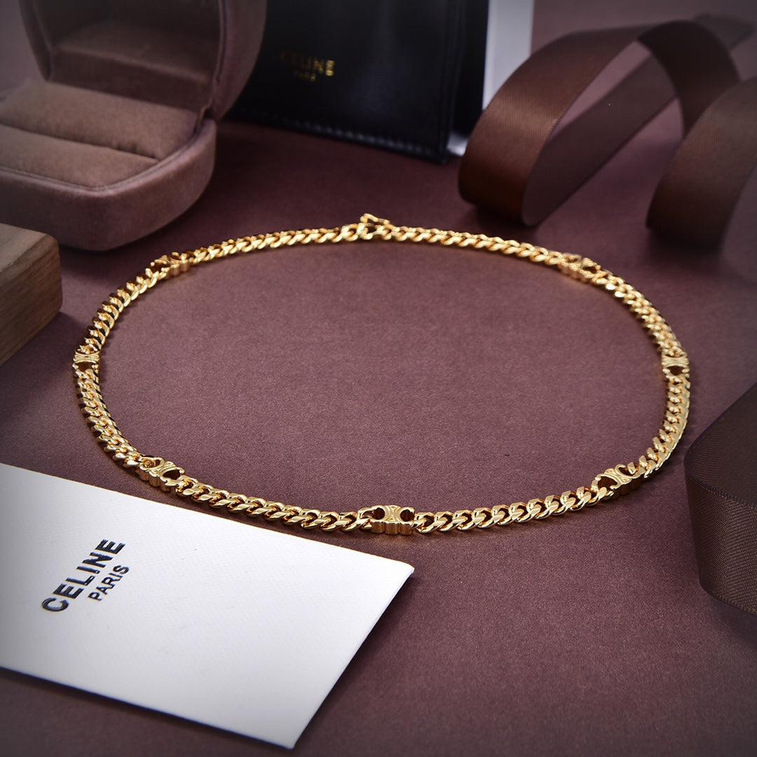 18K Dior Celine Small Gourmette Necklace