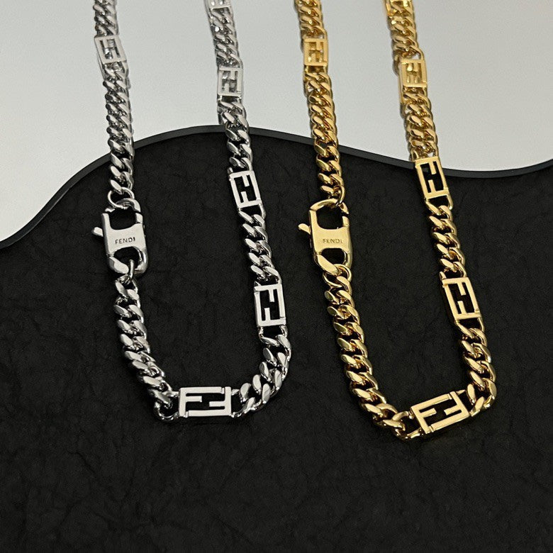18K Fendi Baguette Chain Necklace
