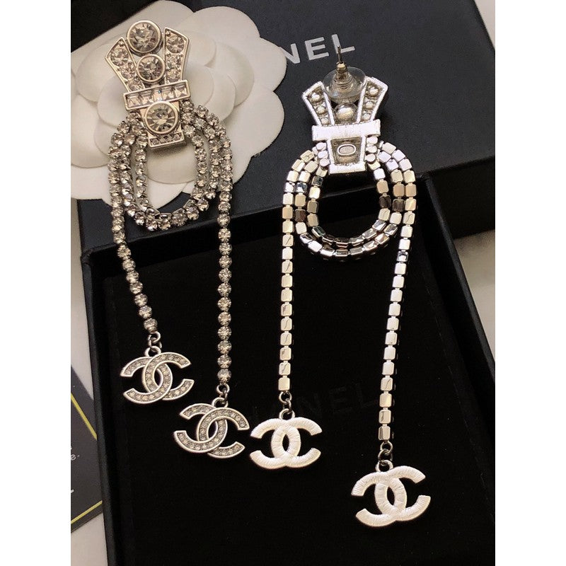 18K  Chanel Tassel Crystal Earrings
