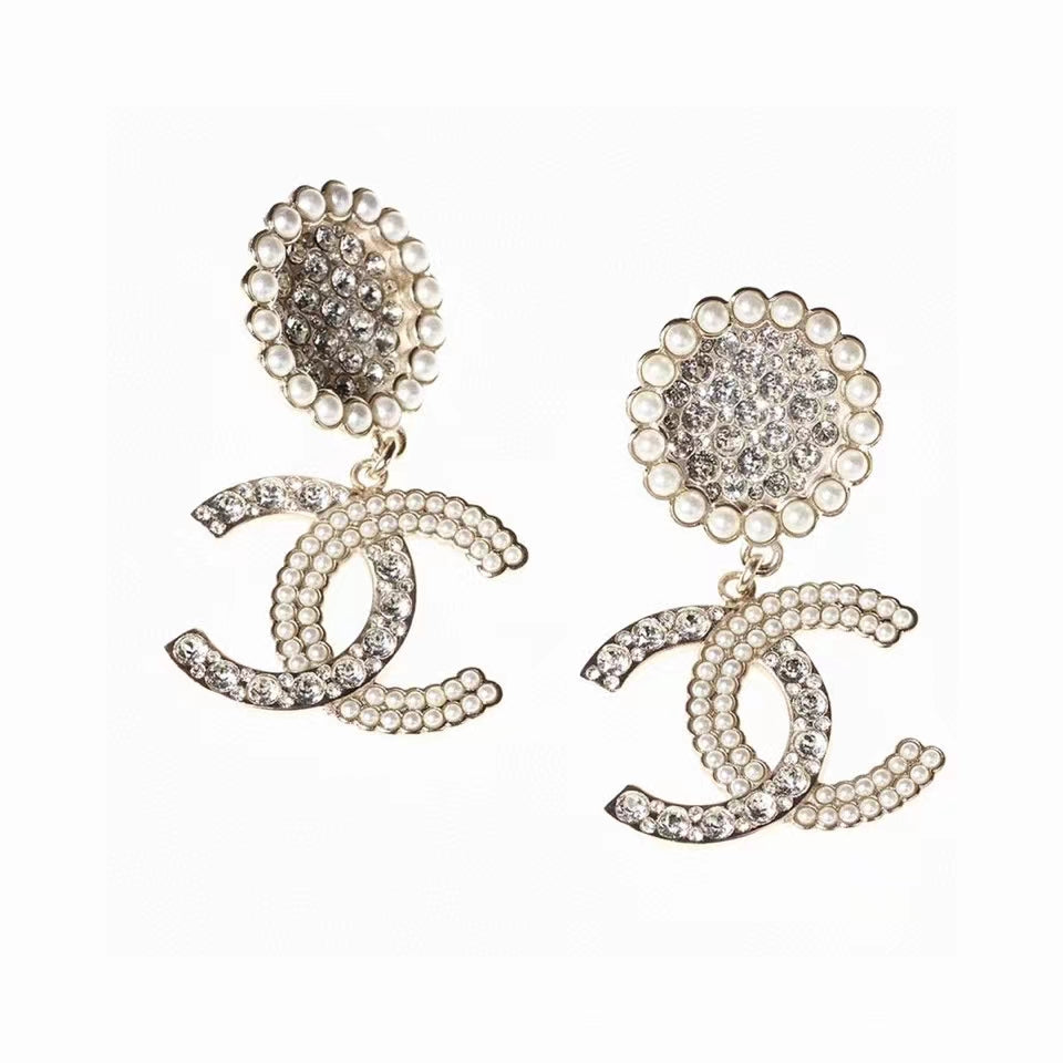 18K  Chanel Diamond Drop Earrings