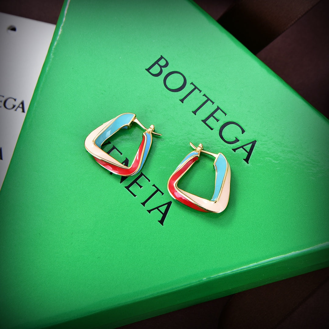 18K BVLGARI Twisted-triangle Hoop Earrings