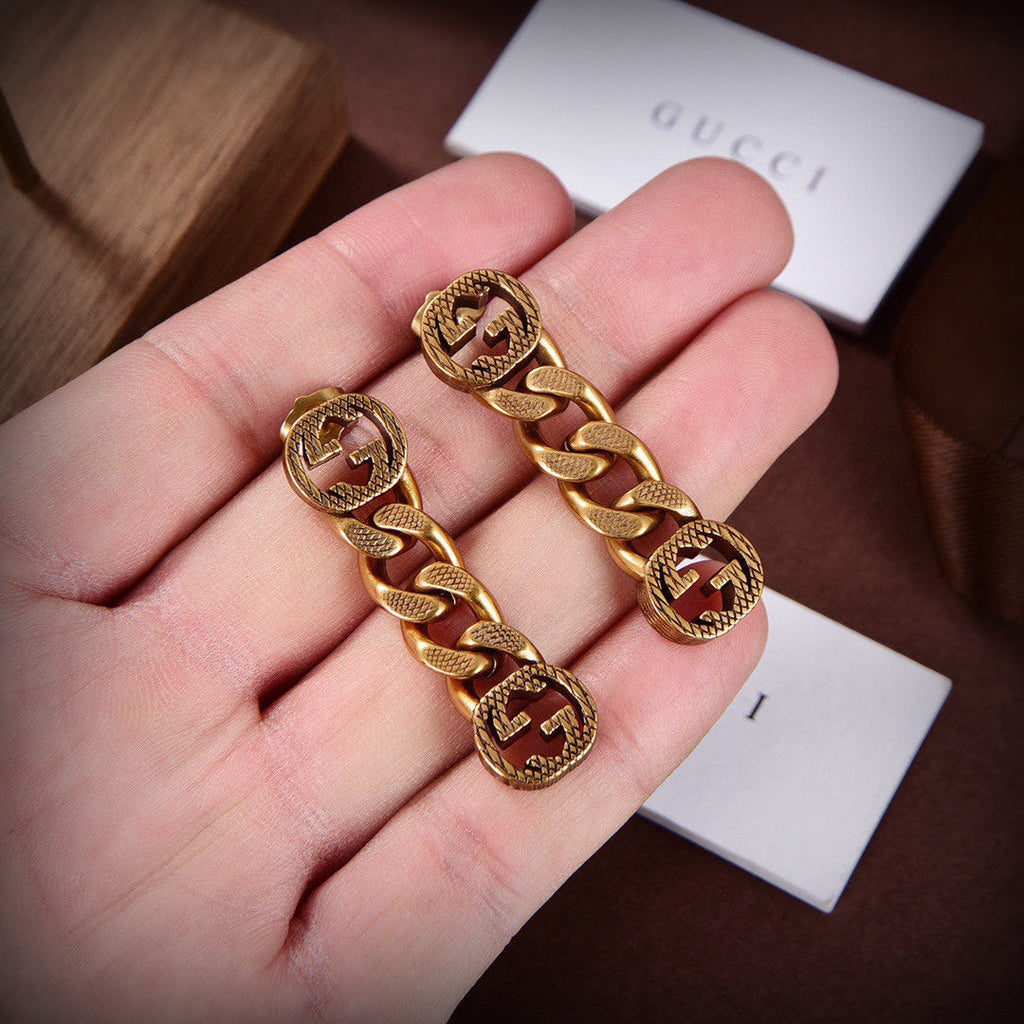 18K Double Gucci Chain Earrings