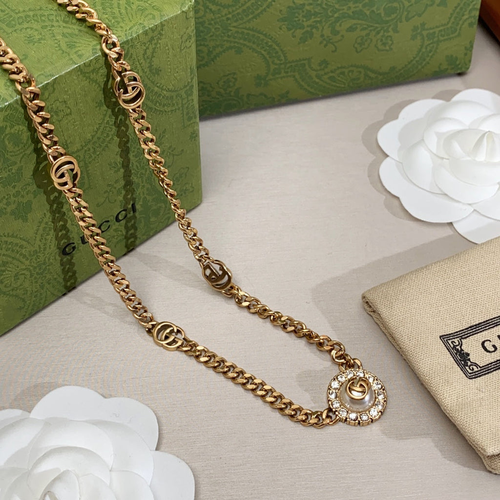 18K Double Gucci Flower Necklace
