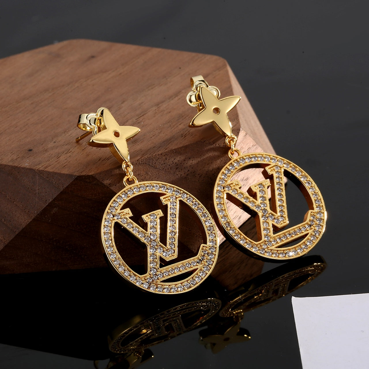 18K Louis Vuitton Star Pendant Earrings