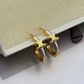 18K Celine Pearl Circle Gold Earrings