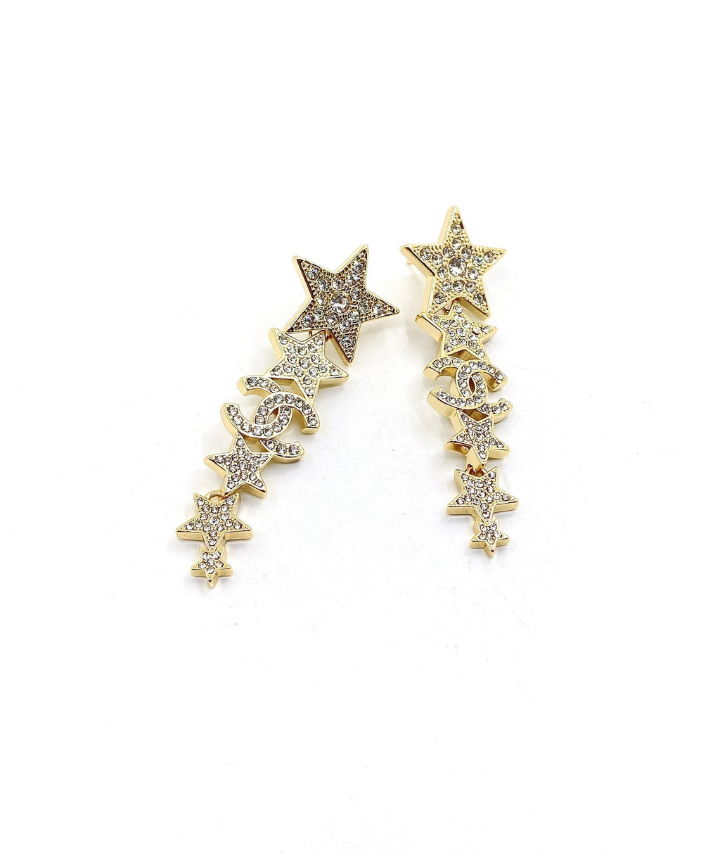 18K  Chanel Star Diamonds Pendant Earrings