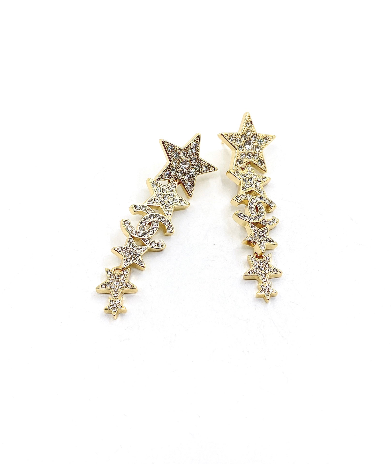 18K  Chanel Star Diamonds Pendant Earrings
