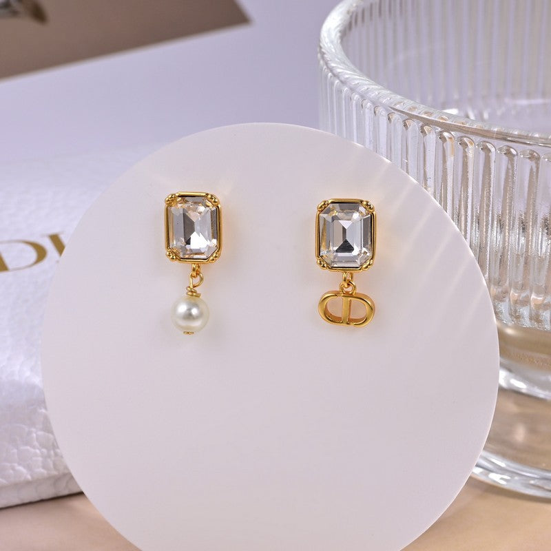 18K Dior Tribales Pearl Crystal Earrings