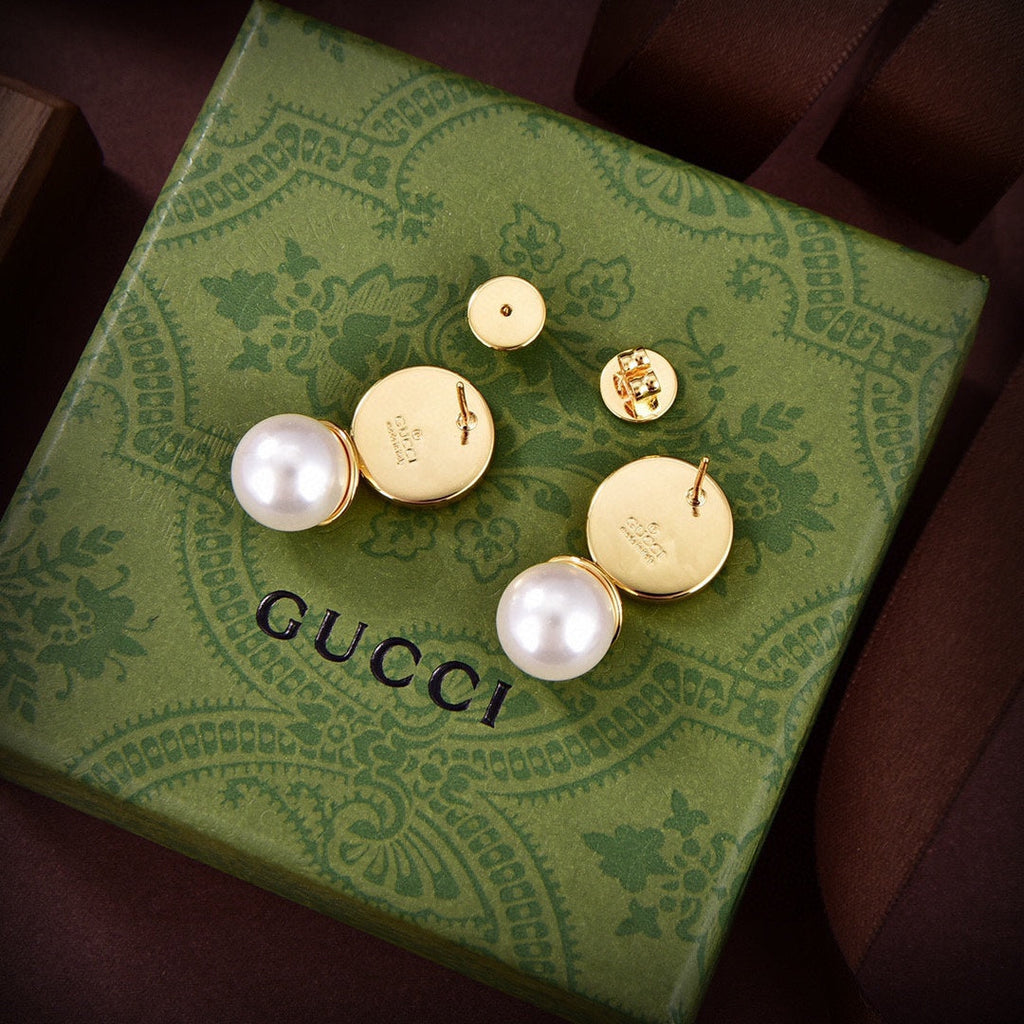 18K Double Gucci Blondie Pendant Earrings
