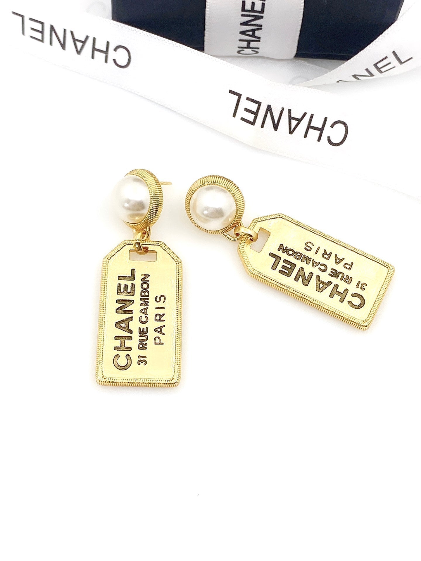18K  Chanel Paris Pearl Earrings