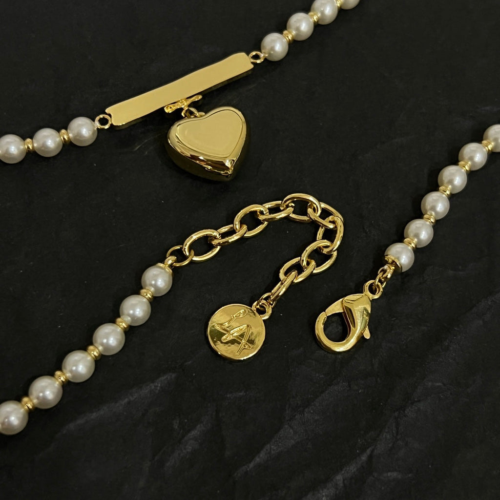18K Celine Heart Pearl Necklace