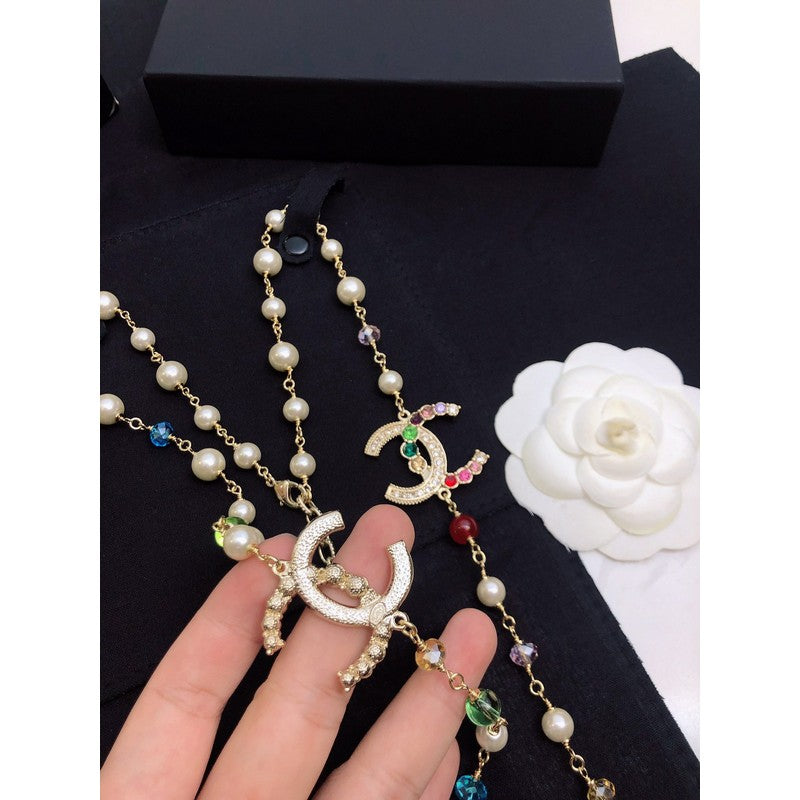 18K  Chanel Color Long Pearl Necklace