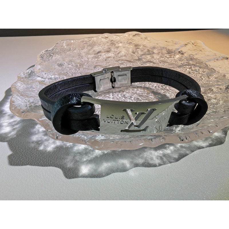 18K Louis Vuitton Leather Bracelet