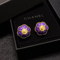 18K  Chanel Purple Flowers Earrings