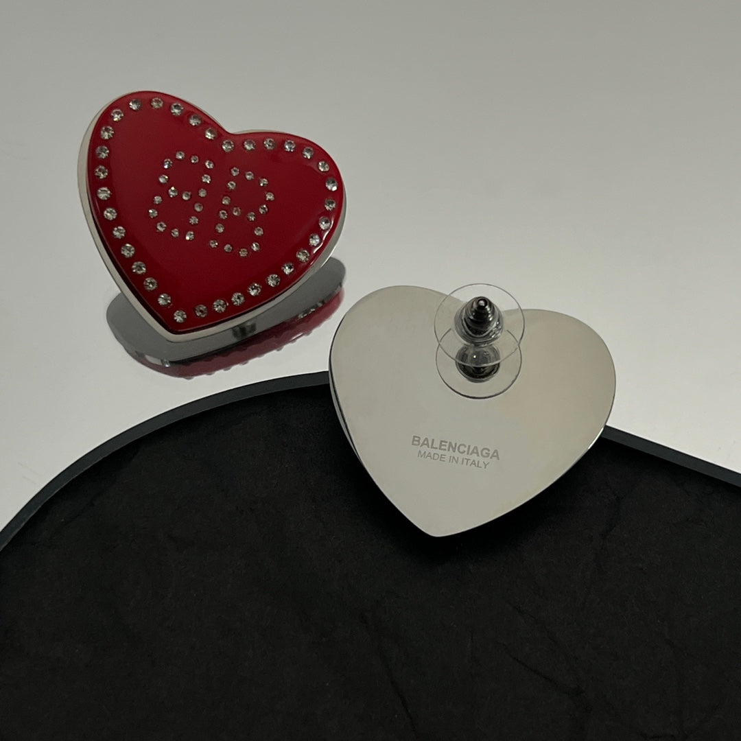 18K Balenciaga Red Heart Earrings