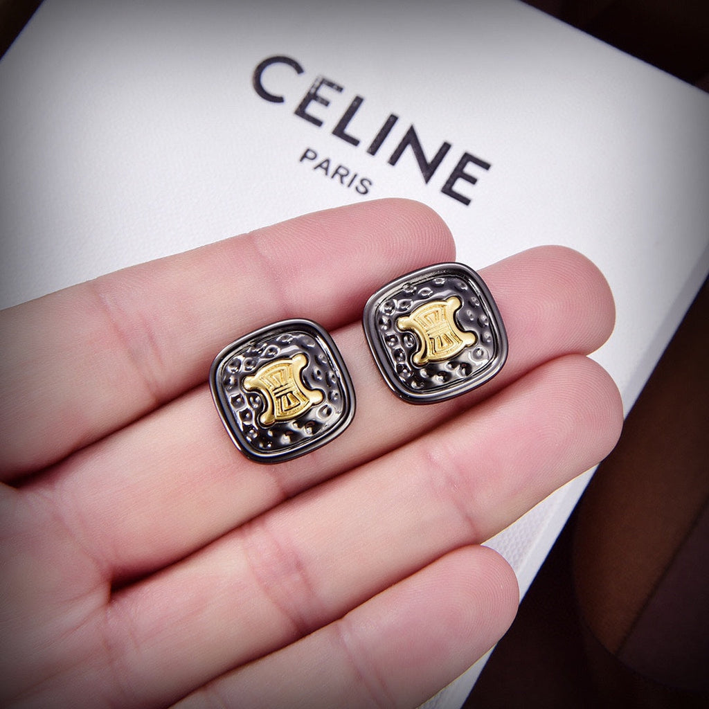 18K Celine Black Gold Earrings