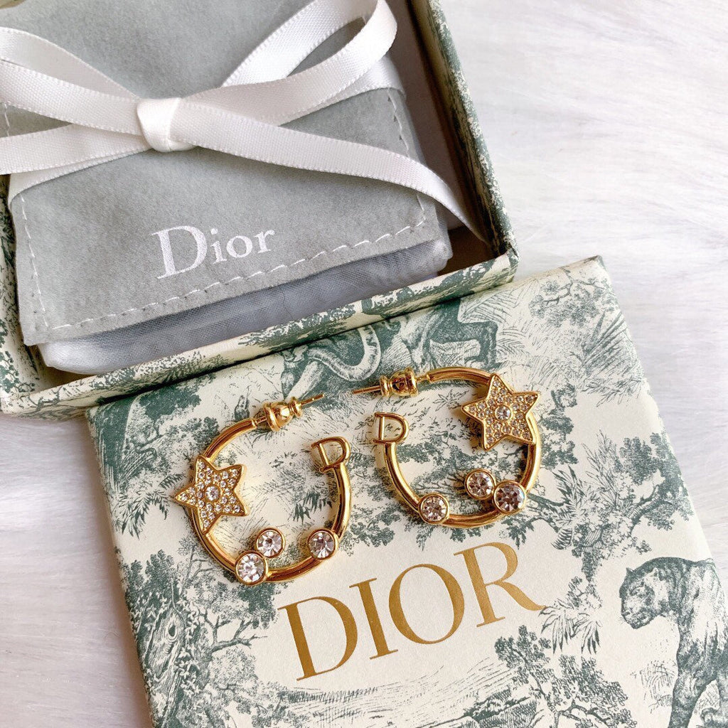 18K Dior Star Pink Crystals Earrings