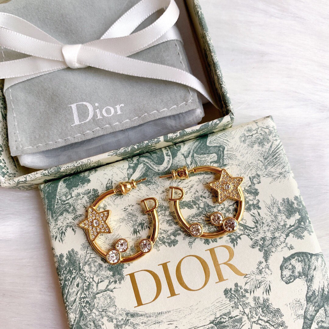 18K Dior Star Pink Crystals Earrings