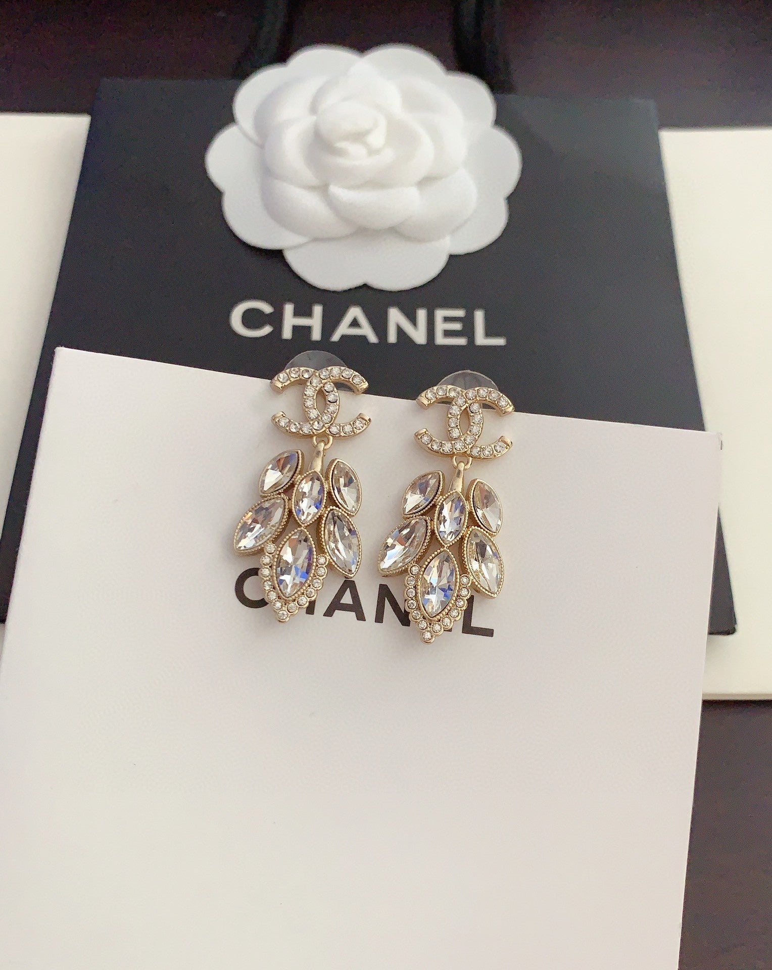 18K  Chanel Crystals Pendant Earrings