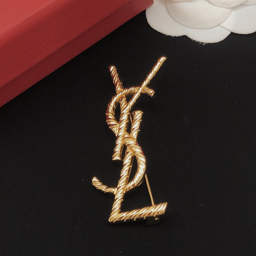 18K YSL Gold Brooch